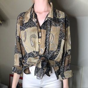 Paisley patchwork button down top